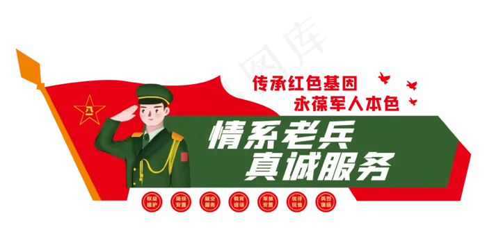 退伍军人文化墙素材模板ai矢量模版下载