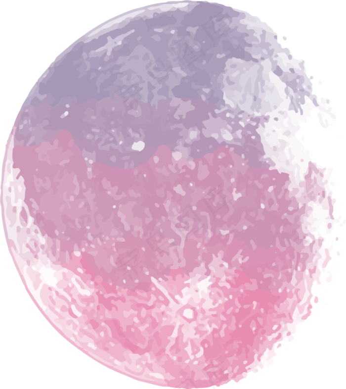 月球星空素材_紫色梦幻水彩星球