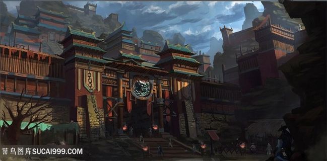 高清城门中国风CG原画绘画图片