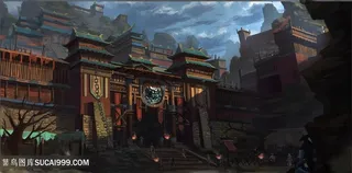 高清城门中国风CG原画绘画图片