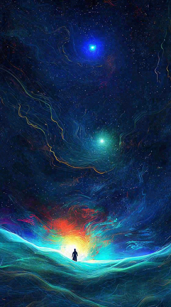 夜晚天空科幻绚丽星空(816x1456)