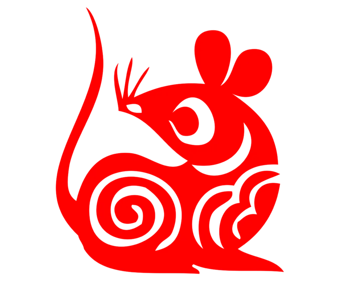 红色喜庆鼠年剪纸窗花新年快乐免扣PNG素材图片 (54)