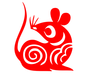 红色喜庆鼠年剪纸窗花新年快乐免扣PNG素材图片 (54)