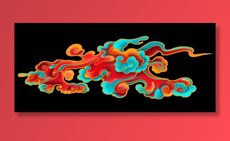 中国风中式国潮敦煌云纹祥云插画图案云朵云彩元素PSDAI设计素材