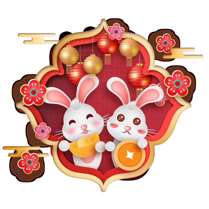 红色兔年挂画
