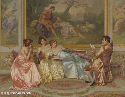 欧洲宫廷客厅王子公主油画