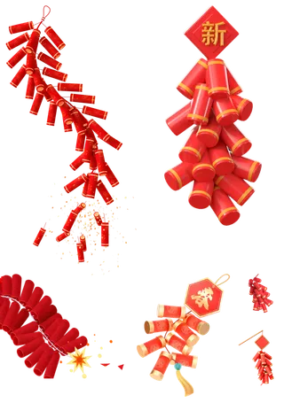 红色烟花爆竹免扣素材