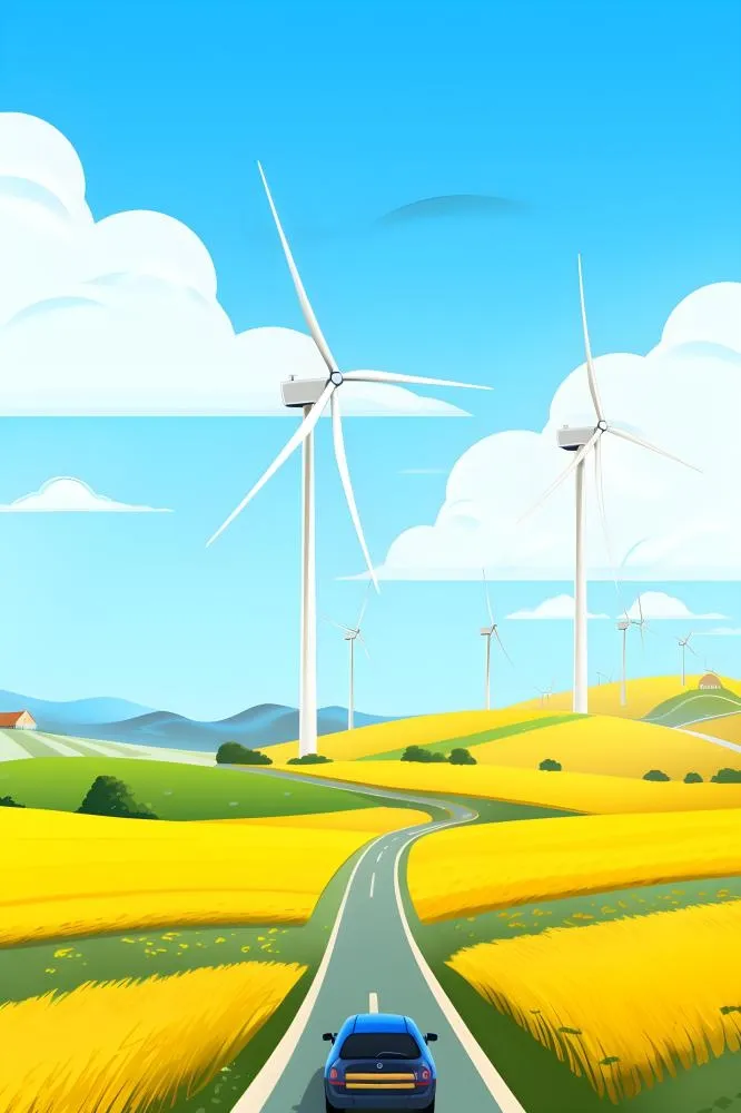 清新乡村路边插画(2400x3600)