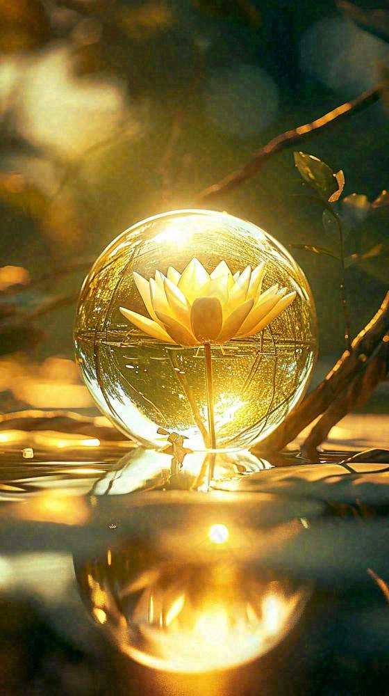 夏季白莲花在水中，水珠露珠阳光，夏至小暑大暑