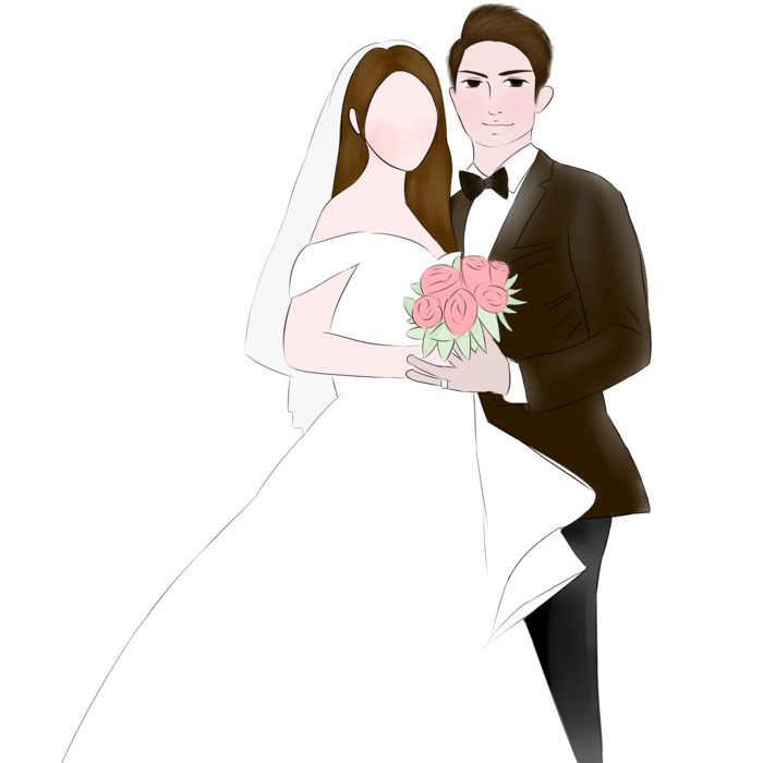 婚纱卡通人物婚礼白纱结婚婚纱摄影手绘