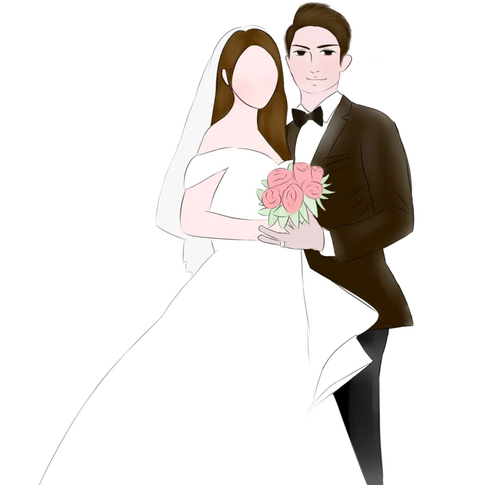 婚纱卡通人物婚礼白纱结婚婚纱摄影手绘