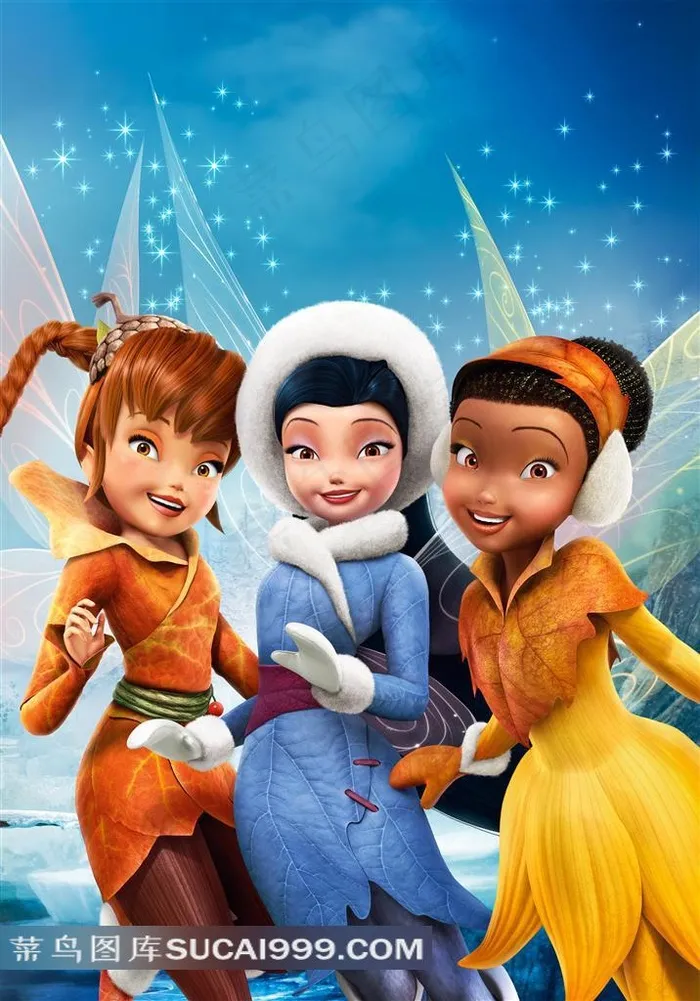 冰雪世界里的三位小姑娘动漫人物海报