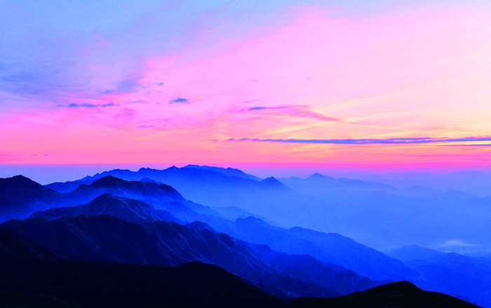 夕阳晚霞高山高清大图素材