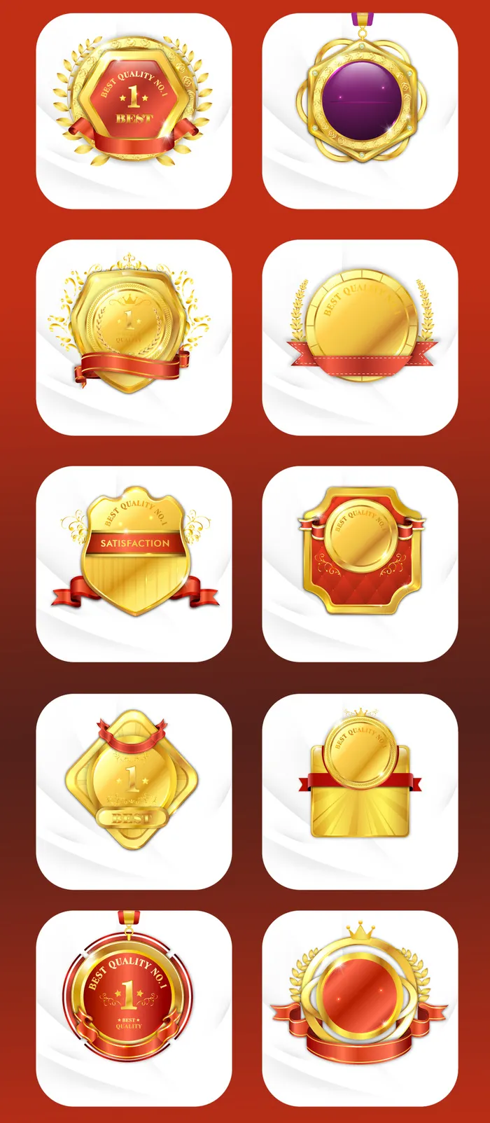 金色勋章立体奖章素材合集psd模版下载