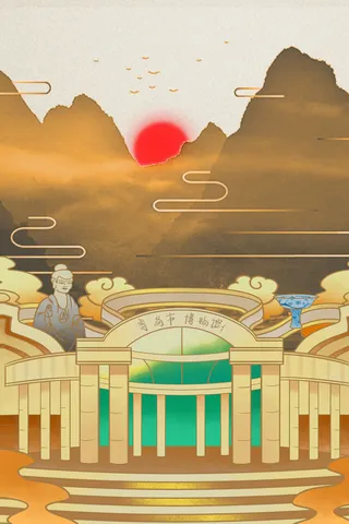 中式古典国潮来袭海报展板宣传背景图PSD设计PS模板素材