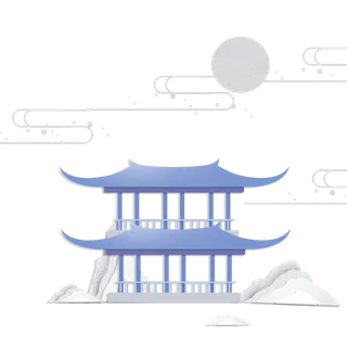 清明元素古风中式清明节山水画中国风绿色