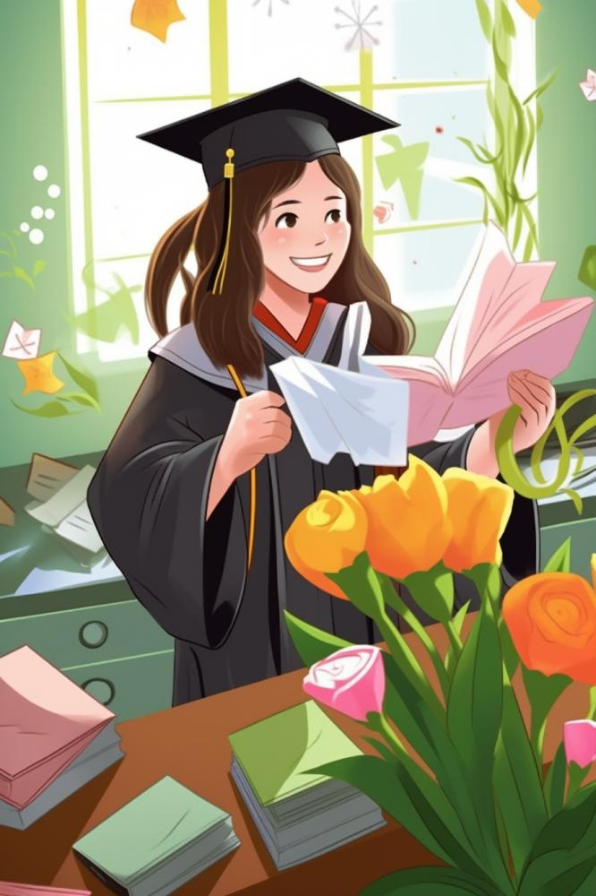 毕业学生穿着学士服花海报素材背景(896x1344)