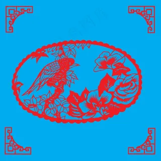 花鸟剪纸 剪纸风元素