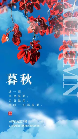 文艺简约清新暮秋时节摄影图海报