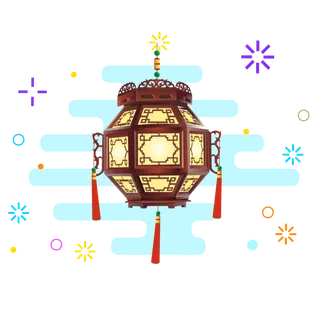 卡通手绘灯笼中秋节元宵节花灯新年海报元素PNG免扣PS素材