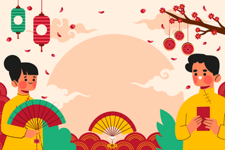 新年虎年中国风人物插画