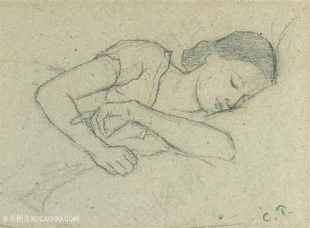 毕沙罗时候素描睡着的女性装饰画 毕沙罗时候素描睡着的女性装饰画