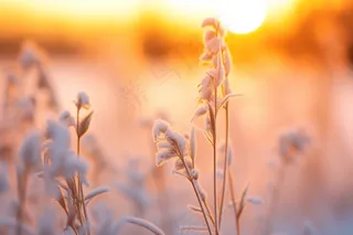 清晨白霜布满植物冷气摄影图
