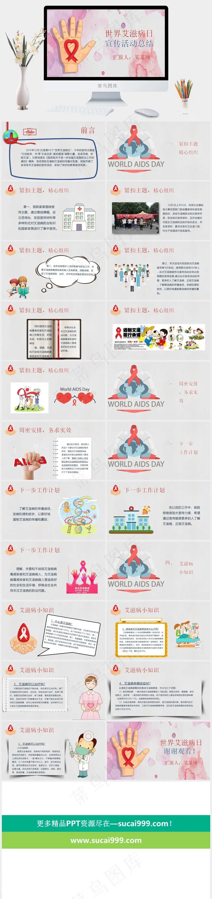 预防艾滋病PPT模板ppt模版