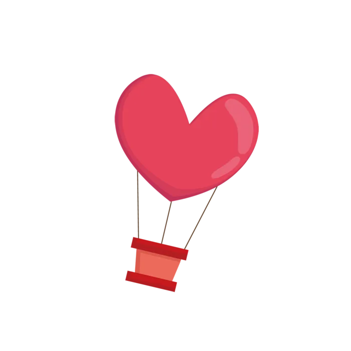 素材爱心热气球