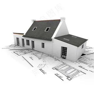 别墅建筑模型与图纸高清素材