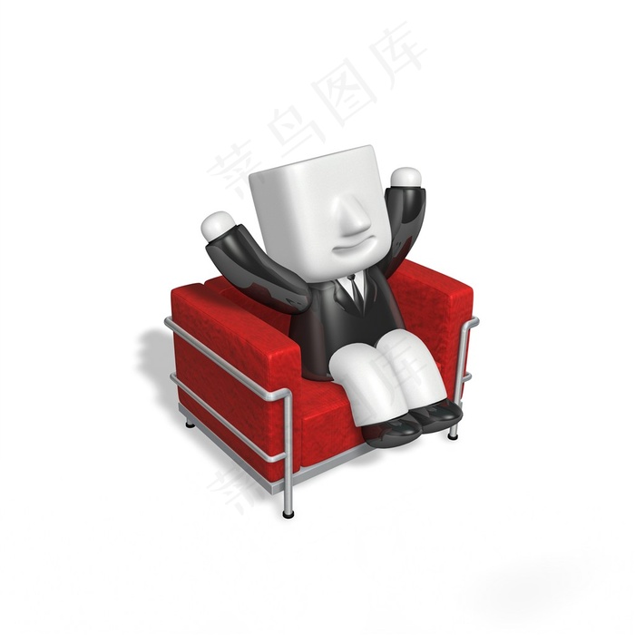 红色沙发上的人