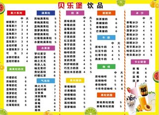 汉堡奶茶店饮品点餐单灯箱片