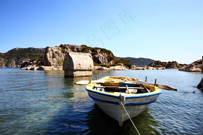 美丽的岛屿船舶景色高清摄影素材