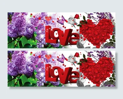 三联爱妻爱心玫瑰装饰画