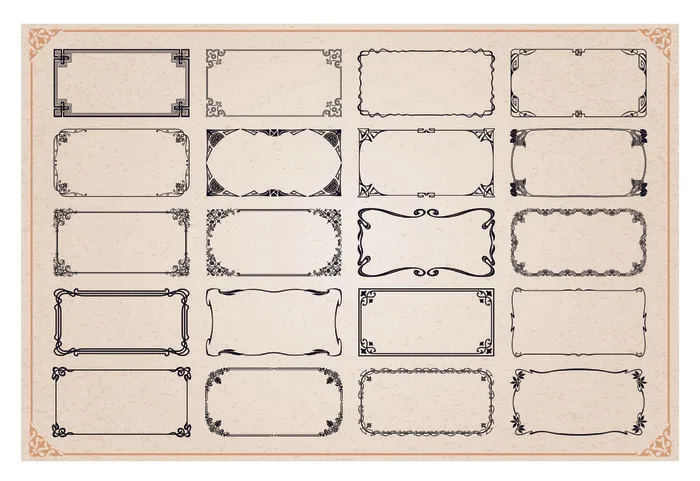 欧式复古线条边框花纹AI矢量LOGO角框花边分割线设计PSD卡片素材ai矢量模版下载