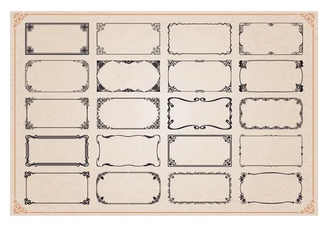 欧式复古线条边框花纹AI矢量LOGO角框花边分割线设计PSD卡片素材