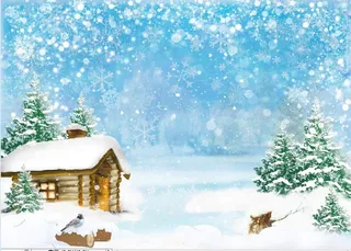 圣诞节蓝天白色风景背景墙