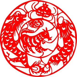 剪纸羊卡通素材图片