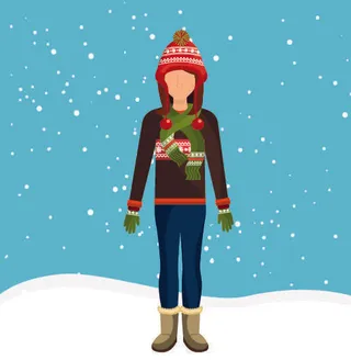 冬天服饰服装冬装穿冬装保暖冬季卡通人物男女装Ai矢量图片素材