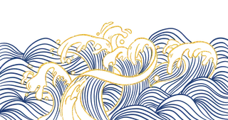 中国风鎏金浪花波浪背景免抠