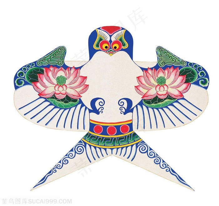 一对莲花燕子风筝纸鸢民俗节日图片