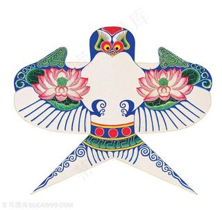 一对莲花燕子风筝纸鸢民俗节日图片