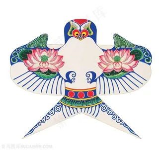 一对莲花燕子风筝纸鸢民俗节日图片