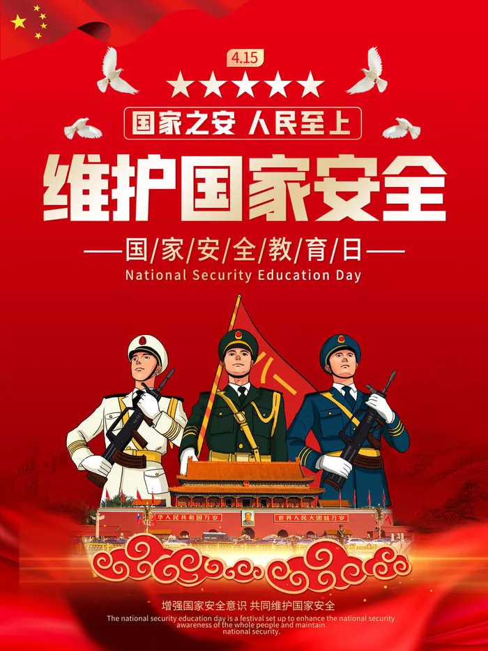 红色415安全教育日海报psd模版下载