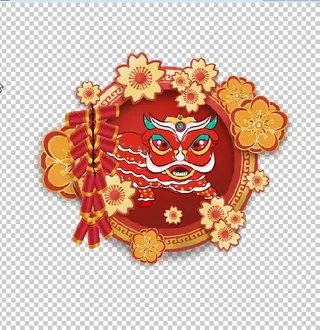 设计祝贺新年舞狮背景