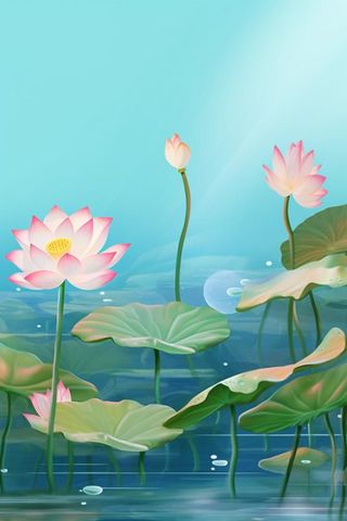 创意淡雅简约国风荷花国潮背景