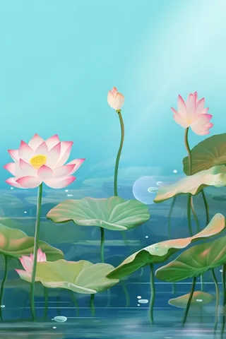 创意淡雅简约国风荷花国潮背景