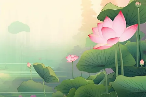 中国风清新绿色荷花荷叶背景