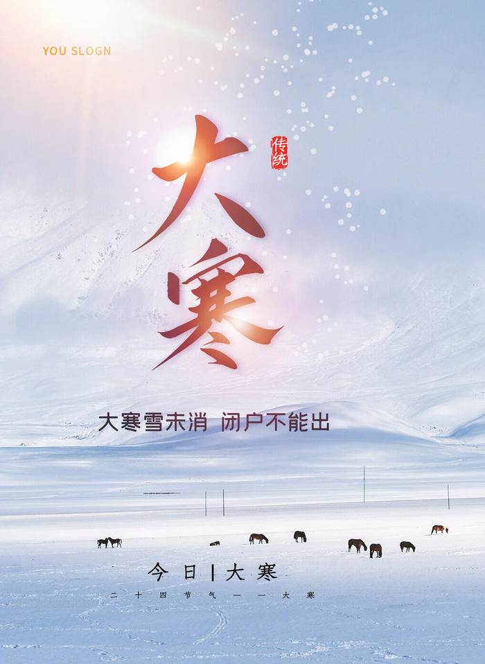 二十四24节气大寒中国传统节日冬季海报模设计素材psd模版下载