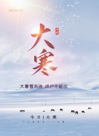 二十四24节气大寒中国传统节日冬季海报模设计素材